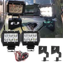 1Set Car Front Cowl 4inch 18W Led Work Light Bar With Windshield Pillar Mounting Brackets for Toyota Fj Cruiser 2007-2015 2024 - buy cheap