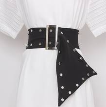 Passarela moda feminina rebite branco preto tecido cintura cintos decoração 2024 - compre barato