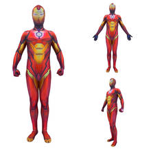 Fantasia de homem de ferro com impressão 3d, traje zentai spandex de lycra para cosplay de homens, fantasia de halloween para homens adultos 2024 - compre barato