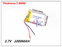 763038 3.7V 1000MAH lithium-ion polymer battery 1000 mah vehicle traveling data recorder LED speakers toys 2024 - buy cheap