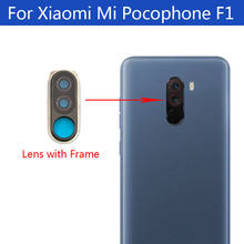 Задняя стеклянная крышка объектива камеры для Xiaomi Pocophone F1 с клейкой наклейкой с рамкой панель Крышка металлические запасные части 2024 - купить недорого