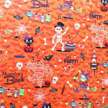 Tela de algodón con estampado de Halloween, Material de costura de retazos, Calavera, bricolaje de ropa, 140cm de ancho 2024 - compra barato