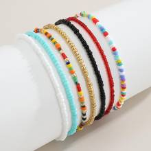 Tornozeleira feminina de arco-íris com 7 cores, tornozeleira ajustável, artesanal, multicamadas, bracelete de joias para pé 2024 - compre barato
