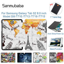 Sanmubaba capa para samsung galaxy tab s2 8.0 ", capa dobrável fina em couro pu com suporte para tablet inteligente t710 t713 t715 t719 2024 - compre barato