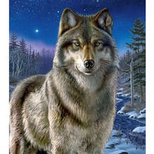 DIY 5D алмазная картина волк в снегу Алмазная вышивка полная круглая дрель горный хрусталь мозаика животное картина крестиком подарок 2024 - купить недорого