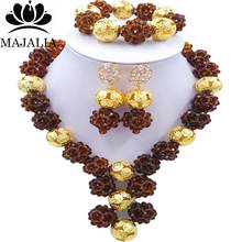 Joyería de boda, collar de bola de cristal marrón, accesorios de vestido de novia de Nigeria, conjunto de joyas africanas para mujer, SJ-71 2024 - compra barato