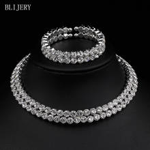 BLIJERY-Conjunto de joyería nupcial de cristal para mujer, gargantilla de diamantes de imitación, collar, pulsera, accesorios de boda africanos, Color plateado 2024 - compra barato