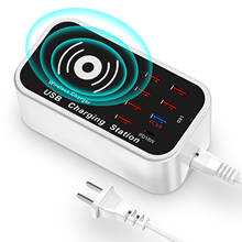 8 USB-портов зарядное устройство для телефона PD 3,0 USB быстрая Зарядная Станция Беспроводная зарядка смарт-Зарядка адаптер зарядное устройство для iPhone для Samsung 2024 - купить недорого