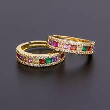 2020 Hot Sale 12 New Styles Copper CZ Fashion Rainbow Rings Round Wedding Party Adjustable Ring Charm Rhinestone Jewelry Gift 2024 - buy cheap