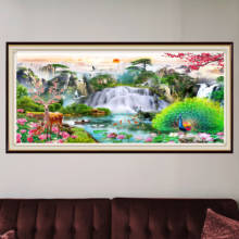 5D Landscape Waterfall Diamond Painting Scenery Full Square Round Drill Peacock Animals Diamond Embroidery Mosaic Handmade Gift 2024 - buy cheap