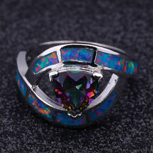 New 2021 Fashion Opal Rings Fine Jewelry Women's Ring Mystic Rainbow Red Fire Opal Silver Color Ring R347 2024 - buy cheap