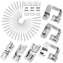 LMDZ 3 Pcs Narrow Rolled Hem Sewing Machine Presser Foot, 3 Pcs Wide Hem Presser Foot and 30 Pcs Sewing Machine Needles 2024 - buy cheap