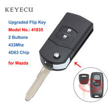 Keyecu-llave de coche remota abatible mejorada, 2 botones, 433MHz, 4D63, Chip Fob para Mazda 2, 3, 6, 323, 626, MVP, Visteon, modelo n. ° 41835 2024 - compra barato