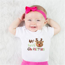 Ropa bonita de My First Christmas para bebés, peleles suaves de algodón para recién nacidos, Mono Blanco de manga corta para bebés de 0 a 18 meses 2024 - compra barato