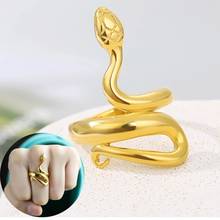 Fashion Retro Exaggerated Cobra Snake Ring Women Men Punk Snake Shaped Gold Color Open Adjustable Ring Trend Animal Jewelry Gift 2024 - buy cheap