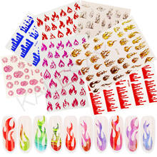 5pcs /lot Wholesale Fire 3D Nail Art Stickers Decoration Decal for Nail Design Manicure Red Gold Flame Nail Sticker Decals Art 2024 - buy cheap