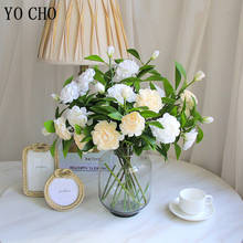 YO CHO Artificial Flower Silk Gardenia DIY Flower Arrangement Fake Camellia Rose White Beige Home Party Wedding Table Decoration 2024 - buy cheap