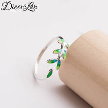 Anillos plateados de hoja verde para mujer, anillos de dedo de tamaño ajustable, joyería de boda para fiesta de niñas 2024 - compra barato