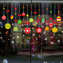 Рождественские новогодние наклейки на стену, Мультяшные красочные рождественские подвесные шары, рождественские украшения, стеклянные окна, настенные бумажные художественные наклейки 2024 - купить недорого