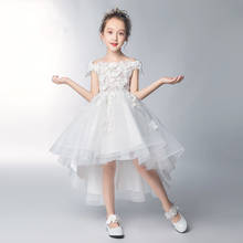 Girls Princess Dresses Off Shoulder White Tulle Flower Girl Dresses for Weddings Appliques Flowers Kids Party Communion Gowns 2024 - buy cheap