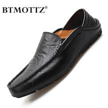 Men's Casual Shoes Luxury Brand 2020 Genuine Leather Italian Mens Loafers Moccasins Black Slip on Boat Shoes Men Plus Size 37-47 2024 - buy cheap