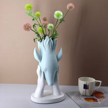 Vaso de resina com cabeça de cerâmica, vaso de flores para decoração de casa, vaso nórdico de cerâmica para sala de estar 2024 - compre barato