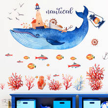 DIY Removable Wall Sticker Blue Whale Living Room Bedroom Seabed Mediterranean Ocean Fantasy Wall Decoration Painting Stickers 2024 - buy cheap