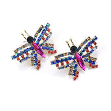 New Fashion Butterfly Crystal Stud Earring 2020 Bridal Wedding Bijoux Women Multicolor Statement Jewelry Accessories Wholesale 2024 - buy cheap