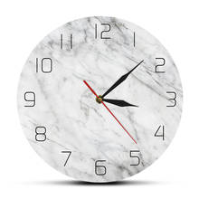 Analog Marble Quartz Wall Clock Chic White Marble Printed Modern Round Quiet Wall Watch Fashion Nordic Minimalism Home Decor 2024 - buy cheap