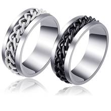 Venda quente legal anel rotatable de aço inoxidável para mulheres homens moda spinner chain punk dedo jóias presentes festa 2024 - compre barato