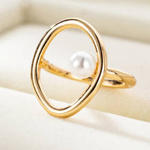Fashion Creative Pearl Rings for Women Unique Exaggerated Simple Gold Color Ring Jewelry Girl Gift Bijoux 2024 - buy cheap