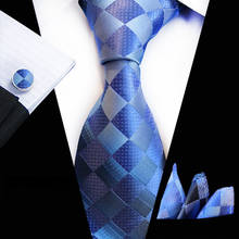 Corbata de seda Jacquard para hombre, Corbatas cuadradas de bolsillo, Corbatas florales a la moda, corbata azul cielo de 8cm 2024 - compra barato