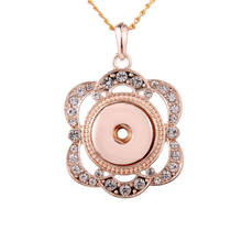 18mm 20mm botão snap jóias snap snap snap colares colar de botão de flor de cristal rosa de ouro para mulher 2024 - compre barato