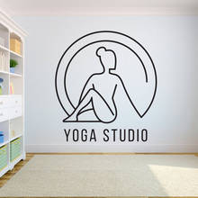 Adesivo de parede para estúdio de ioga, quarto, academia, yoga, quarto, logo, arte, vinil, decoração de janela, linha, musculação, mural s386 2024 - compre barato
