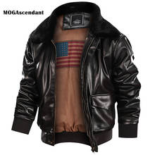 Jaquetas de couro com capuz masculinas, casacos de couro retrô para motocicleta uso externo com gola de pele 2024 - compre barato