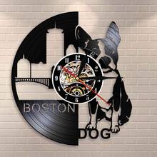 Dog Pet Shop Sign Wall Art Boston Terrier Dog Wall Clock Dog Breeds French Bulldog Vinyl Record Wall Clock Puppy Dog Owners Gift 2024 - buy cheap