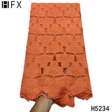 Африканская кружевная ткань HFX 2021, высококачественный гипюровый шнур, водорастворимое кружево, нигерийские кружевные ткани для свадебного пошива платья H3857 2024 - купить недорого