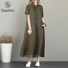 EaseHut Women Shirt Dress Belted Pockets Button Turn-down Collar Short Sleeve Casual Summer Midi Dress Shirt Lady 2021 2024 - buy cheap