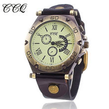 CCQ Брендовые мужские винтажные часы-браслет из коровьей кожи, повседневные Роскошные Кварцевые наручные часы, мужские часы 2024 - купить недорого