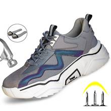 Zapatos de seguridad a la moda para hombre, botas de trabajo ANTIPERFORACIONES con punta de acero, zapatillas indestructibles, protección 2021 2024 - compra barato