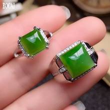 BOCAI new real S925 pure silver inlaid natural jasper couple ring classic square ring couple gem ring 2024 - buy cheap