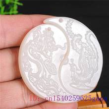 White Jade Dragon Phoenix Pendant Natural Amulet Jewelry Gifts Women Charm Carved Jadeite Men Fashion Chinese Couple Necklace 2024 - buy cheap