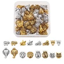 48pcs 5 Style Tibetan Animal Alloy Beads Lion Wolf Elephant Owl Dragon Head Loose Spacer Charm Beads for Jewelry Making Bracelet 2024 - buy cheap