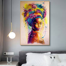 Африканский царь чёрных женщина граффити художественные плакаты и принты Абстрактные африканских для девочек из плотной ткани настенные картины искусство, картинки, на стену Декор 2024 - купить недорого