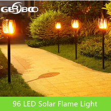 96 LEDs, lámpara Solar de jardín con llama parpadeante, linterna IP65, focos exteriores, decoración de paisaje, lámpara Led para caminos de jardín 2024 - compra barato