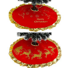 Falda de árbol de Navidad de Año Nuevo, decoración de 90cm de diámetro, borde con volantes, cubierta de pie de árbol de Navidad, alfombra, suministros de Feliz Navidad 2024 - compra barato