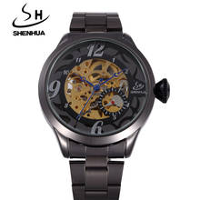 New Men Mechanical Watches Luxury SHENHUA Brand Black Skeleton Watch Male Waterproof Shockproof Clock Automatic Self Wind Watch 2024 - buy cheap