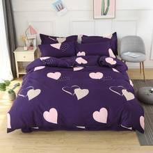 Home Textile Heart Purple Duvet Cover Plant Pattern Bed Sheet Pillowcase Girl Kid Adult Boy Bedding Set King Queen Full Bedlinen 2024 - buy cheap