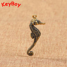 Cute Pure Brass Solid Hippocampus Key Chain Pendants Copper Seahorse Keychains Hanging Jewelry Vintage Fashion Car Keyring Gifts 2024 - buy cheap