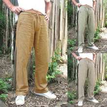 Vintage Men Cotton Linen Pants Casual Loose Wide Leg Trousers Homme Drawstring Pockets Streetwear Viking Pirate Fashion Outfits 2024 - buy cheap